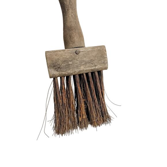 Antique Primitive Wooden Brush with Metal Stiff Bristles - Picture 4 of 6